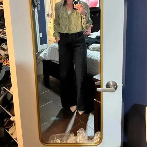 Madewell Black Super Wide Leg Jeans SIZE 30 Long Trouser Work Casual Denim $148 - Picture 6 of 10